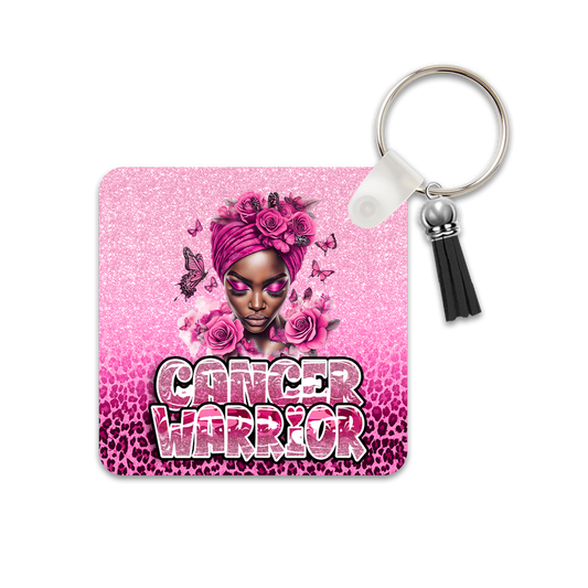 PinkOut Cancer Warrior Square Keychain